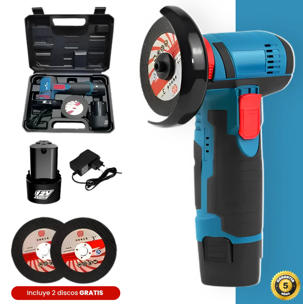 [PROMOCIÓN DE ANIVERSARIO] Combo Amoladora Angular Profesional Inalámbrica - (2 Discos + 2 Baterías + Maletín)  🎁