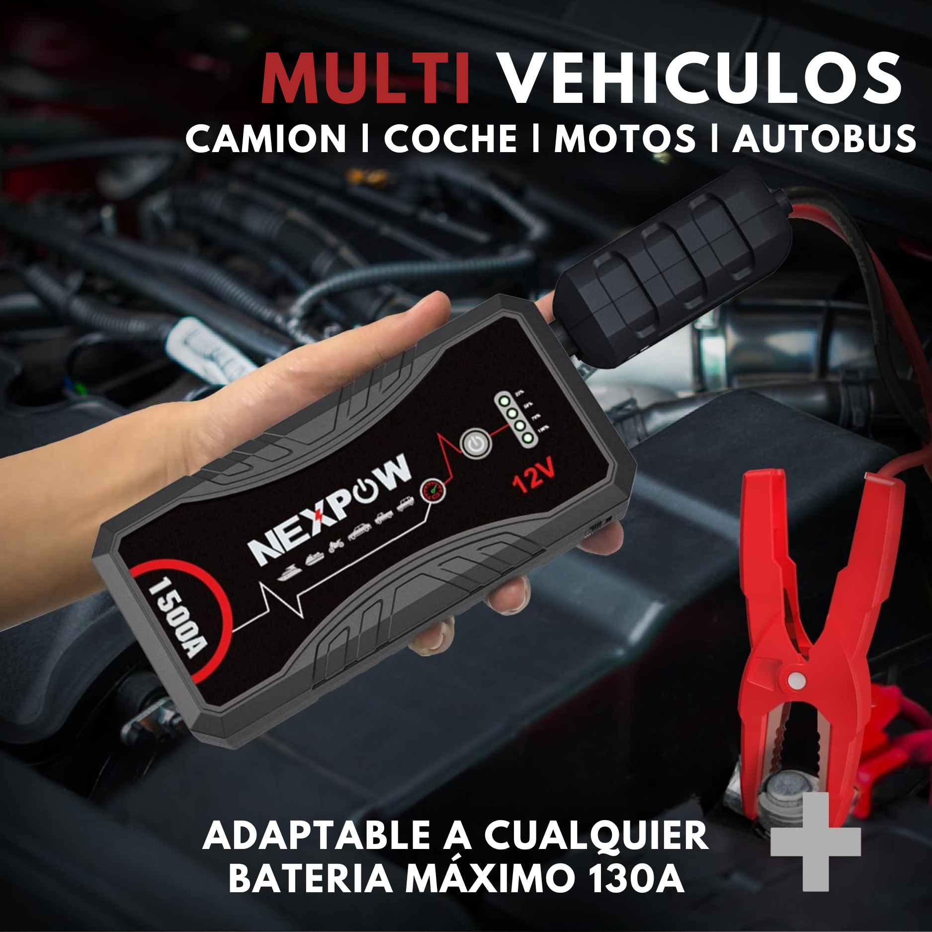 [PROMOCIÓN DE ANIVERSARIO] Arrancador de Coches NexPower | Carga Rápida | Pinzas Inteligentes | Linterna 🎁